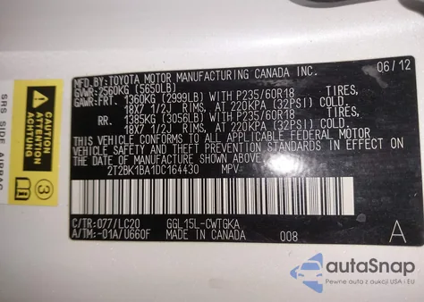 2013 Lexus Rx 350 from USA, damaged, VIN 2T2BK1BA1DC164430